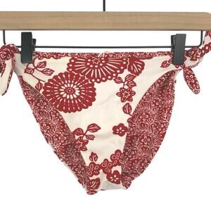 Esprit Beach Women Vintage Red Retro Floral Swim String Bikini Bottom Size Small